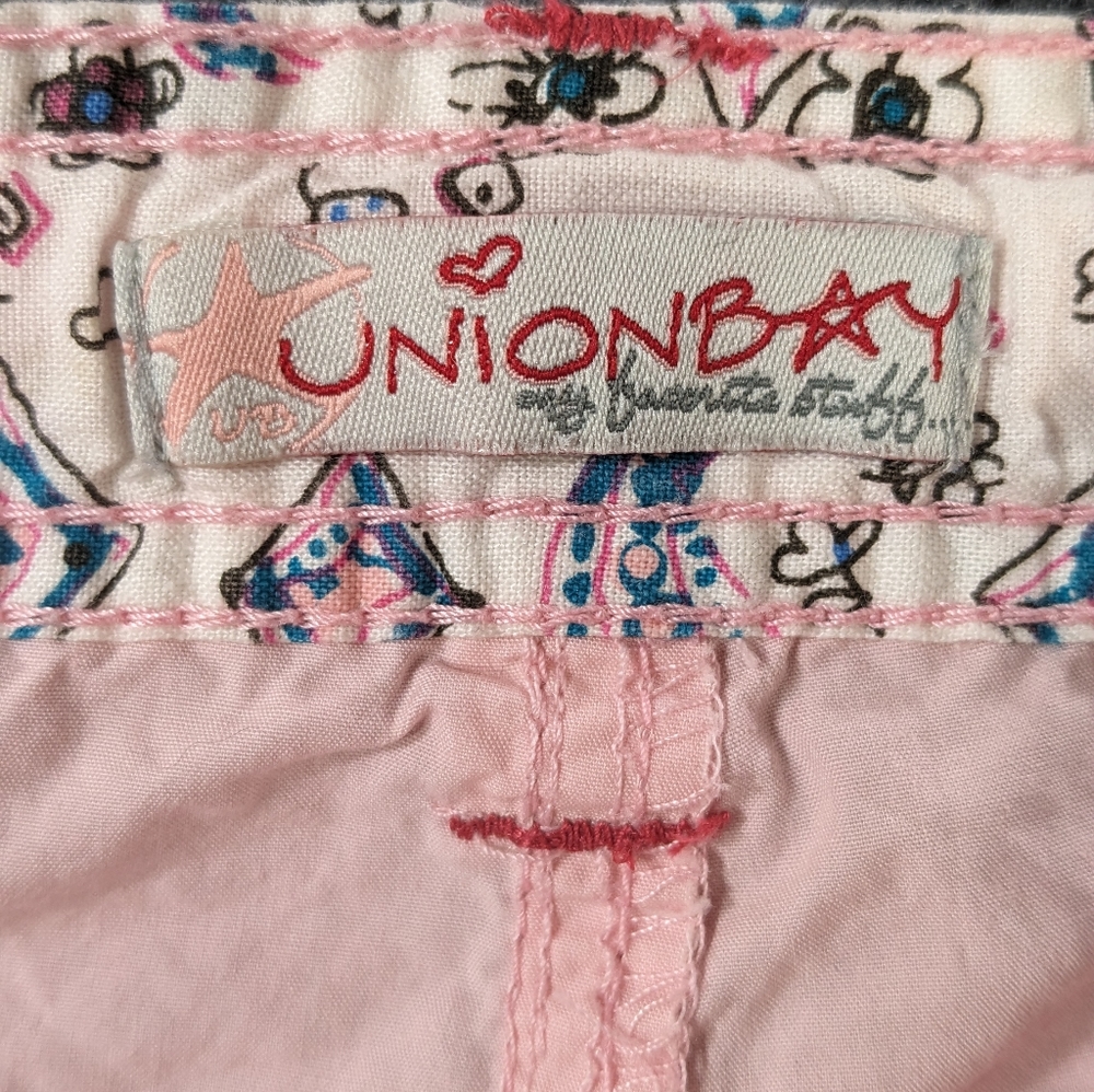 UNION BAY Capri Cargo Pants Juniors Pink Lightweight Tie Pockets - Picture 9 of 16